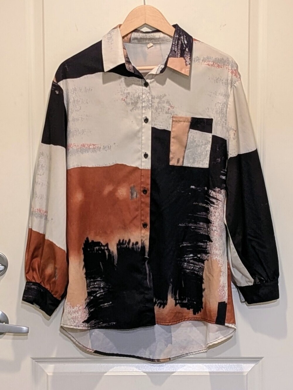 3/$30 EUC SHEIN S Oversized Abstract Print Blouse